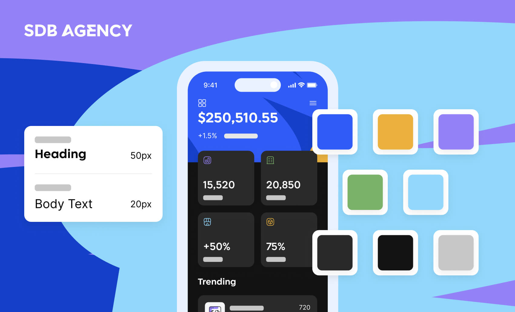 Color palettes and typography for mobile apps design
